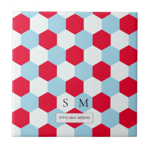 Monogram voor rode, witte en blauwe heksen tegeltje