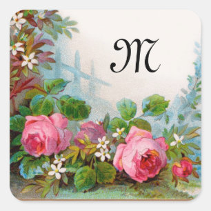 MONOGRAM VOOR rozen EN JASMINEN Vierkante Sticker