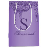 Monogram voor sparkle Paarse glitter Drift Medium Cadeauzakje (Voorkant)