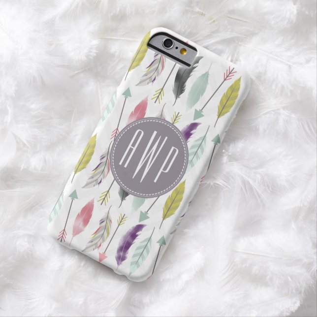 Monogram voor veren en pijlen Case-Mate iPhone case (Voorbeeld)