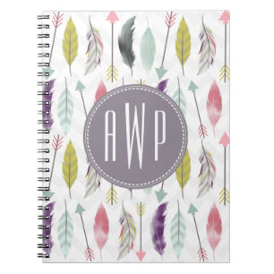 Monogram voor veren en pijlen notitieboek