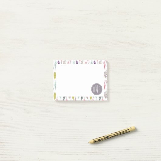Monogram voor veren en pijlen post-it® notes (Op bureau)