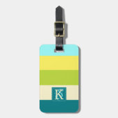Monogram voor verse en gelukkige kleurige Stripes Bagagelabel (Voorkant verticaal)