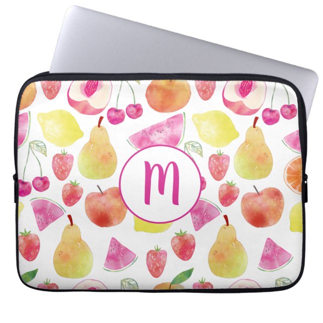 Monogram voor weekdieren laptop sleeve (Voorkant)