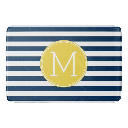 Monogram voor zeemacht en wit gestreepte trilpatro badmat (Voorkant)