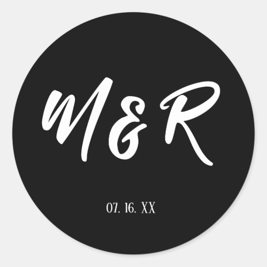 Monogram voor zwart-wit ampersand ronde sticker (Voorkant)