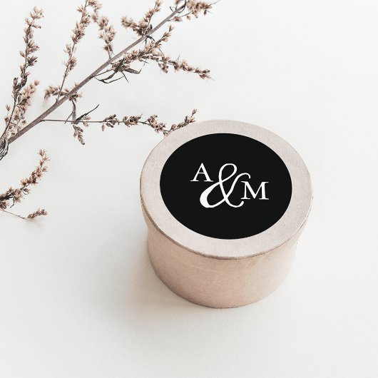Monogram voor zwart-wit ampersand ronde sticker