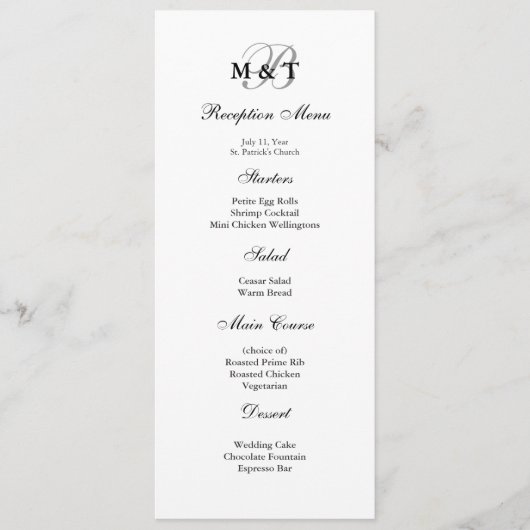 Monogram voor zwart-wit-reukmenu menu (Voorkant)