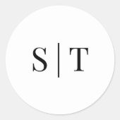 Monogram voor zwart-witbruiloft ronde sticker (Voorkant)
