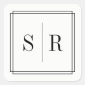 Monogram voor zwart-witbruiloft vierkante sticker (Voorkant)