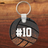 Monogram voor zwarte en Oranje volleybal Sleutelhanger (Voorkant)