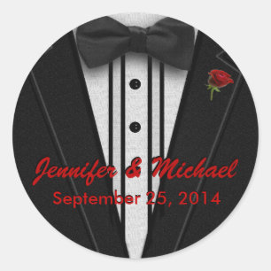 Monogram voor zwarte Stropdas en zwarte doos Ronde Sticker