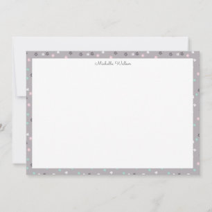 monogram voorjaarsblozen blozen en turquoise notitiekaartje