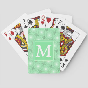 Monogram voorjaarsgroen cirkelpatroon pokerkaarten
