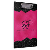 Monogram-voorletters op luxe zwart en heet roze klembord (Rechts)