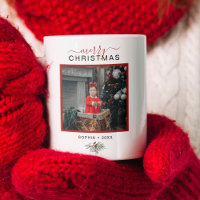 Monogram Vrolijk Kerstfeest Waterverf Holly Foto