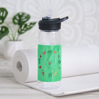 Monogram Vruchten en Groenten op Groen Waterfles