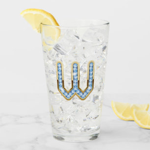 Monogram W - 16 oz glas