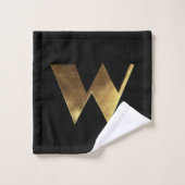 Monogram W Black and Gold Look Elegance Typographi (Gant de toilette)