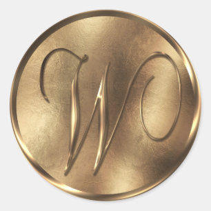 Monogram W Bronze Weddenschap Ronde Sticker