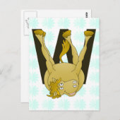 Monogram W Funny Pony Gepersonaliseerd Briefkaart (Voorkant / Achterkant)