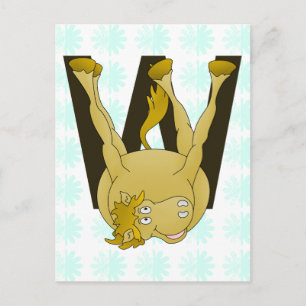 Monogram W Funny Pony Gepersonaliseerd Briefkaart