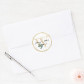 Monogram W Gold Border Wedding Ronde Sticker (Envelop)