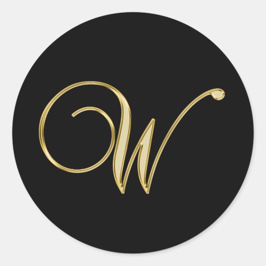Monogram W goud Ronde Sticker (Voorkant)