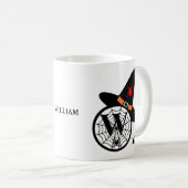 Monogram W Halloween Witch Spiders Jouw naam Koffiemok (Voorkant rechts)