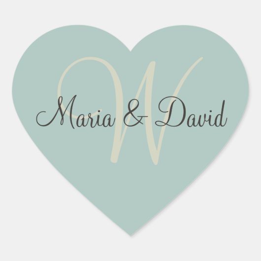 Monogram W hartstickers | Envelopzegels Hart Sticker (Voorkant)