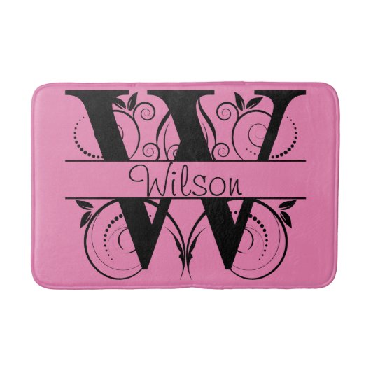 Monogram W Initiaal Bad, Keukenmat Kies Kleur Badmat (Voorkant)