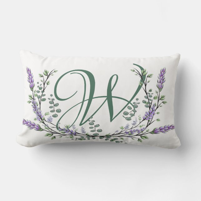 Monogram W lavendel Eucalyptus Kussen (Voorkant)