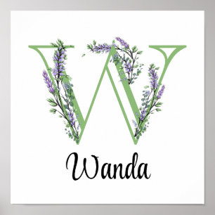Monogram W Lavendel Eucalyptus Poster kinderkamer