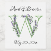 Monogram W lavendel Eucalyptus Wijn Etiket (Enkel label)
