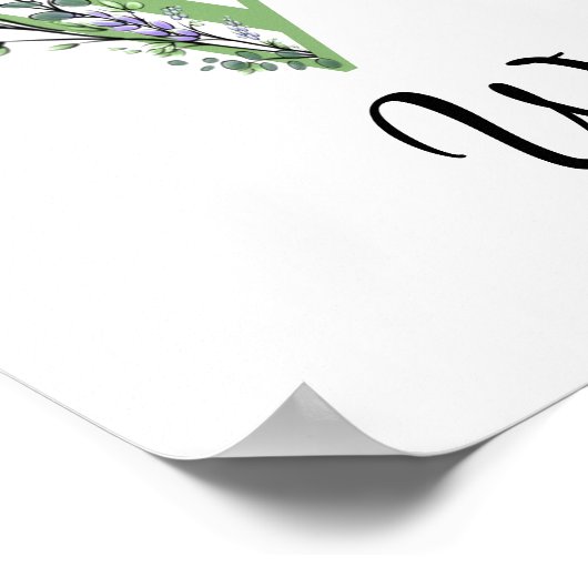 Monogram W Lavender Eucalyptus Poster pépinière (Coin)