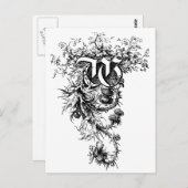 Monogram W met Thistle Flowers Briefkaart (Voorkant / Achterkant)