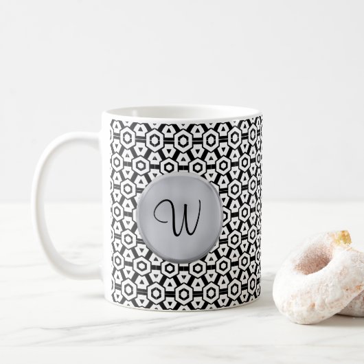 Monogram W Mok Monogram Initiaal Sjabloon (Met donut)