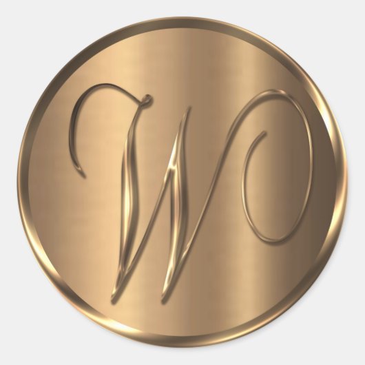 Monogram W NONMETALLIC Bronze Envelope Seal Ronde Sticker (Voorkant)