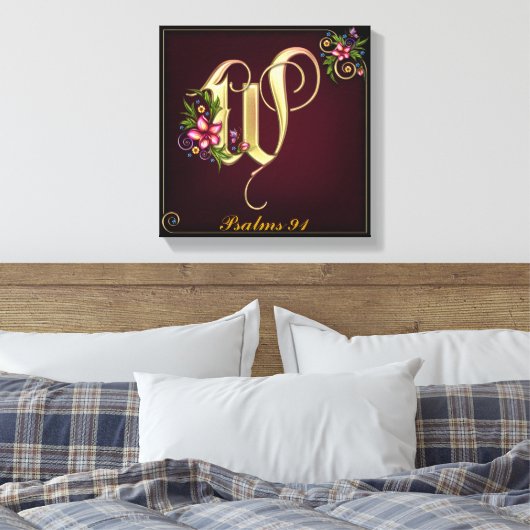 Monogram W Premium Wrapped Canvas (gloss) (Insitu (Slaapkamer))