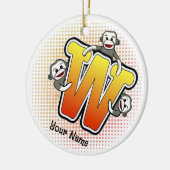 Monogram W Sock Monkey Keramisch Ornament (Links)