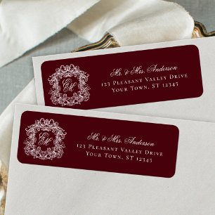 Monogram Wapenrode Huwelijks Retouradres Etiket