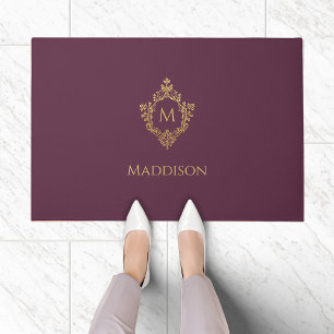 Monogram Wapenschild Plum Nepgoud Vintage Naam Ini Deurmat