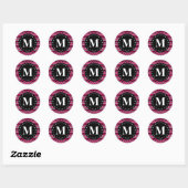 Monogram warm roze tribaal Chevron Pattern Ronde Sticker (Vel)