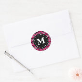 Monogram warm roze tribaal Chevron Pattern Ronde Sticker (Envelop)
