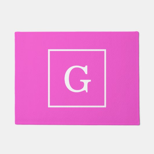 Monogram warm roze witte omhulde Initiaal Deurmat (Voorkant)