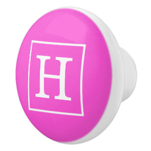 Monogram warm roze witte omhulde Initiaal Keramische Knop