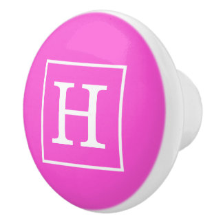 Monogram warm roze witte omhulde Initiaal Keramische Knop