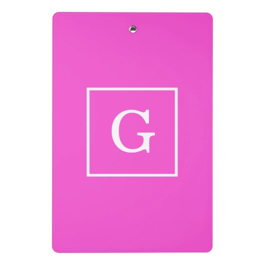 Monogram warm roze witte omhulde Initiaal Mini Klembord (Achterkant)