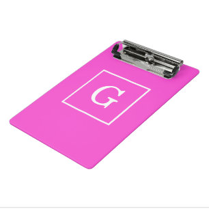 Monogram warm roze witte omhulde Initiaal Mini Klembord