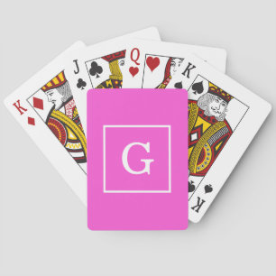 Monogram warm roze witte omhulde Initiaal Pokerkaarten